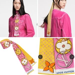 Louis Vuitton LV 360 Silk Bandeau Monogram Neckerchief Twilly Scarf Bag Charm